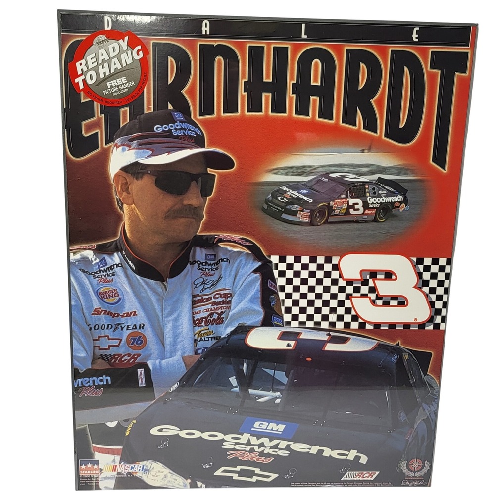 Dale Earnhardt Sr #3 NASCAR Wood Mounted Wall Art 16x20 Starline 2000 New